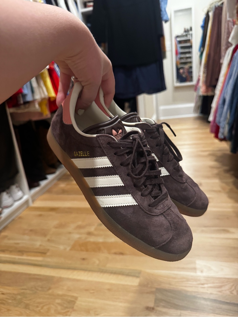 adidas Gazelle Suede Sneakers in Dark Brown with White Stripes